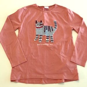 Long sleeve t-shirt with sequin cat